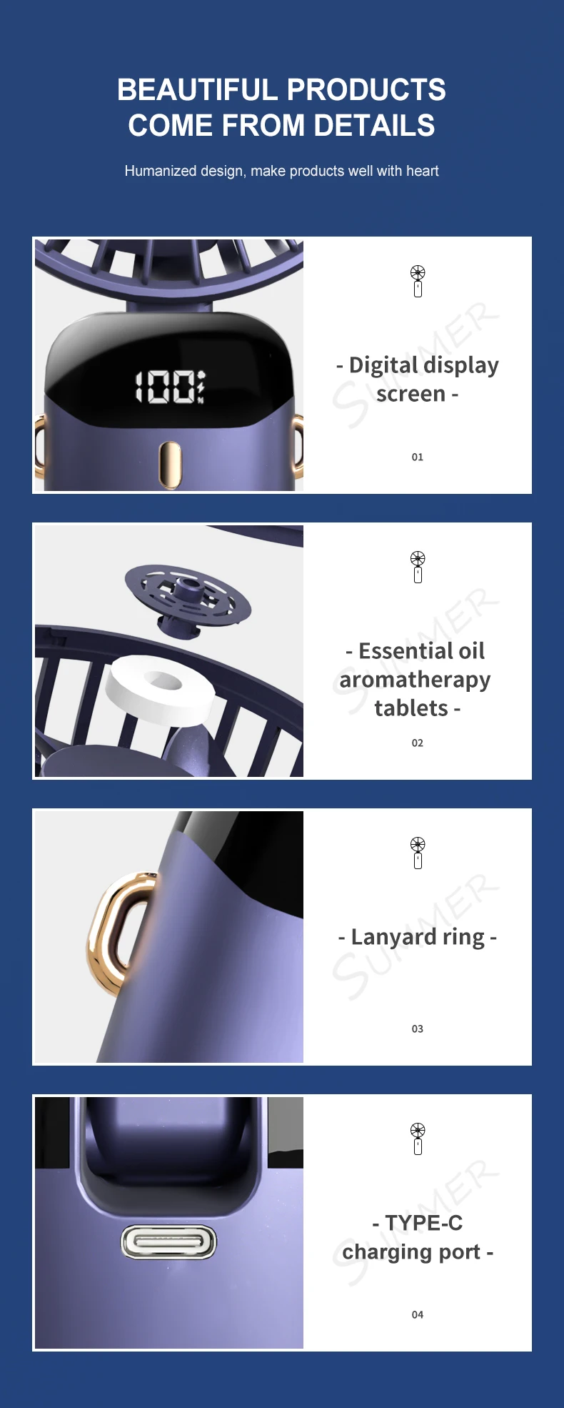 Portable Neck Fan with LED Display - Hands-Free Wearable Personal Fan with Phone Holder - Image 23